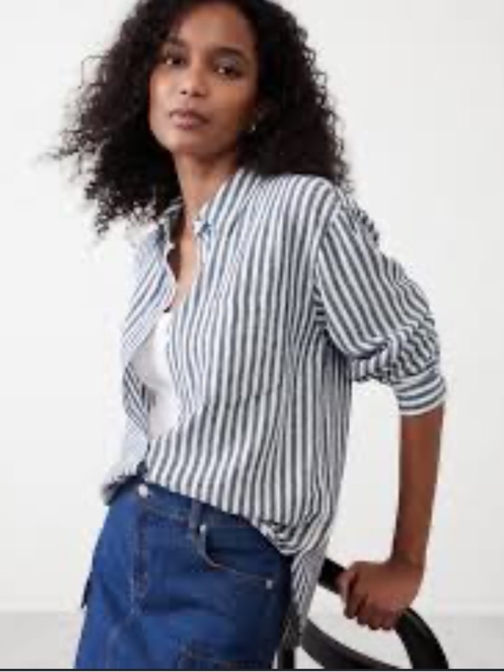 Striped Button-Up Shirt - Blue/White